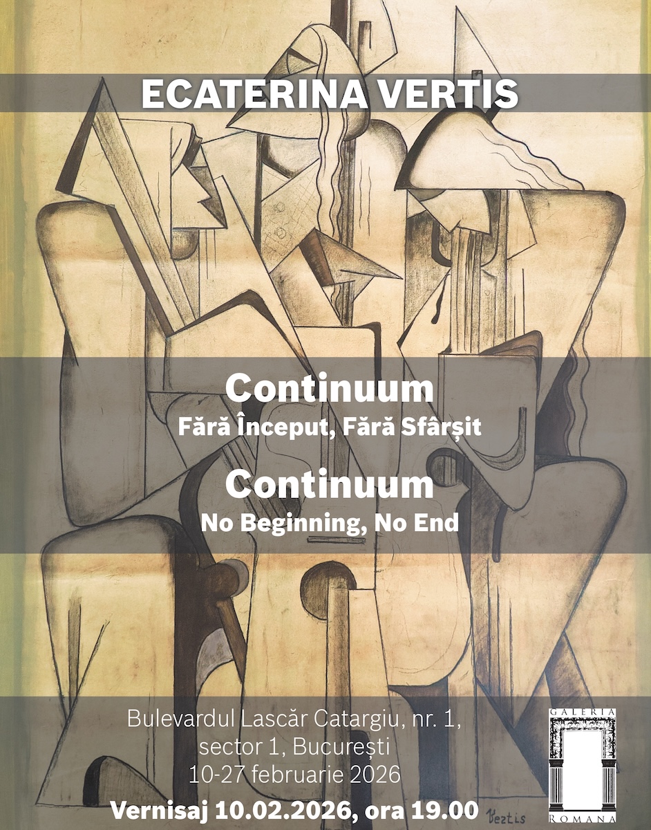 Poster advertising Continuum exhibition held in February 2026 in Bucharest, Romania.